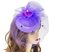 SLXLYH Fermaglio per capelli con fiore medievale e velo di pizzo, fermaglio per capelli da sposa, piccolo cappello, stile punk, per feste di nozze (prugna)