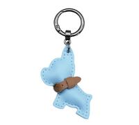 SLXLYH Portachiavi a forma di cane francese, in pelle PU, con ciondolo a forma di cane, ornamento da appendere per chiavi dell'auto e borse, Colore,blu, 3.5x9.6cm