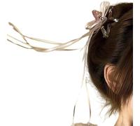 SLXLYH Pratico fermaglio per capelli in acrilico con stella e nastri, accessorio per capelli alla moda per casa, ufficio, feste (rosa)