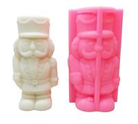SLXLYH Stampi in silicone, a forma di soldato schiaccianoci di Natale, stampo compatto in silicone a forma di soldato per candele profumate (L)