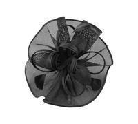 SLXLYH Teaparty Fermaglio per capelli con cappello per feste e matrimoni da donna con fiore a rete (nero)