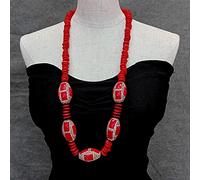 SLXWSXZE 3x12mm Red Coral Long Necklace 24" Jewelry For Women Girls
