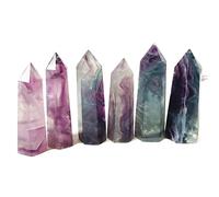 SLXWSXZE Cristallo Naturale 1pc NaturalRainbow Fluorite Tower Punti Torre di Pietra di Cristallo Cristalli Reiki (Size : 11cm)
