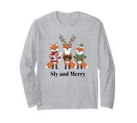 Sly And Merry Christmas Volpi Renna Elfo Holiday Art Maglia a Manica