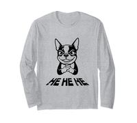 Sly Boston Terrier Baby Villain HeHe Funny Evil Graphics Maglia a Manica