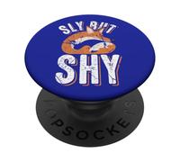 Sly But Shy, simpatica volpe introversa, design invecchiato PopSockets PopGrip Adesivo