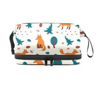 Sly Foxes and Tree Leave - Trousse a doppio strato per cosmetici per donne e ragazze, borsa da viaggio per trucchi e trucchi, pratica borsa organizer con scomparto per pennelli, Multi, 27x15x14