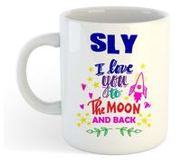 Sly - I Love You To The Moon And Back Tazza Blu - Divertente Detto Valentine