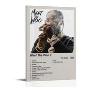 SLYASZX Pop Smoke Meet The Woo 2 poster su tela per pittura ad olio decorativa da appendere, per casa, soggiorno, camera da letto, sala da pranzo, con cornice, stile 50 x 75 cm