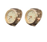 SLYHHZHMY 2 Set Orologio a Dita Cinturino Elastico Orologio a Anelli Al Quarzo Rotondo Uomo E Donnas Quadrante Minimalista (Oro rosa)