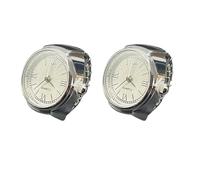 SLYHHZHMY 2 Set Orologio a Dita Cinturino Elastico Orologio a Anelli Al Quarzo Rotondo Uomo E Donnas Quadrante Minimalista (argento)