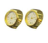 SLYHHZHMY 2 Set Orologio a Dita Cinturino Elastico Orologio a Anelli Al Quarzo Rotondo Uomo E Donnas Quadrante Minimalista (Oro)