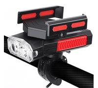 SLYHHZHMY Luce per Bicicletta E Supporto per Telefono Cinque in Uno Un Accessorio per Biciclette Che Combina Luce per Bicicletta, Supporto per Telefono, Ricarica, Clacson E Luce di Emergenza (Rosso)