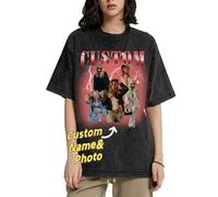 Slyzzcjb Magliette da T Rap Bootleg Personalizzate, Maglietta con la Faccia della Ragazza Personalizzata per Il Ragazzo, Maglietta Grafica Vintage Personalizzata con Foto