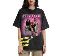 Slyzzcjb Magliette da T Rap Bootleg Personalizzate, Maglietta con la Faccia della Ragazza Personalizzata per Il Ragazzo, Maglietta Grafica Vintage Personalizzata con Foto