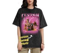 Slyzzcjb Magliette da T Rap Bootleg Personalizzate, Maglietta con la Faccia della Ragazza Personalizzata per Il Ragazzo, Maglietta Grafica Vintage Personalizzata con Foto