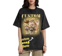 Slyzzcjb Magliette da T Rap Bootleg Personalizzate, Maglietta con la Faccia della Ragazza Personalizzata per Il Ragazzo, Maglietta Grafica Vintage Personalizzata con Foto