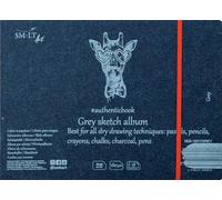 SM.LT 5EB-18ST/GREY Authentic Line - Blocco da disegno cucito in cotone, 245 x 176 mm, colore grigio, 180 g/mq, 18 fogli con coperchio riciclato