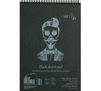SM.LT EB 30ts/Black Authentic Line A4 Blocco da disegno, carta 165 GSM leggero Testurizzato Nero, 30 fogli, con Perforazione, recycelter Deckel, con doppia spirale