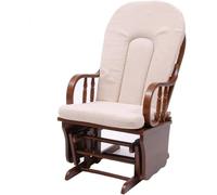 SM POLTRONA SEDIA A DONDOLO OSCILLANTE DOUGLAS LEGNO NOCE MASSELLO CUSCINO BEIGE