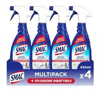 Smac - Bagno Igienizzante, Detergente Spray Multisuperficie con Azione Anticalcare, Splendore Imbattibile, 650 ml x 4 Pezzi