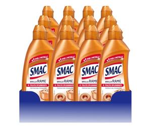 Smac Brilla Rame, Detergente Crema, contro l'Ossidazione, 250 ml x 12 Pz | Pulisce a fondo il rame e ne contrasta l'ossidazione, ne conserva la lucentezza, per oggetti antichi e moderni