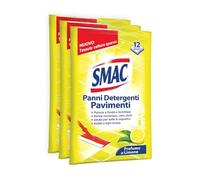 Smac Panni Umidi Detergenti Lavapavimenti Adatti a Ogni Scopa, 12 Panni x 3 | Deterge e profuma i pavimenti, fragranza Limone, pulizia senza risciacquo, zero aloni, 36 panni totali