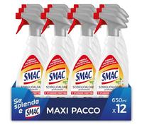 Smac - Sgrassatore Scioglicalcare Profumato, Detergente Spray Multisuperficie con Azione Anticalcare, Splendore Imbattibile, 650 ml x 12 Pezzi