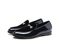 SMACKO Scarpe formali da uomo Pointed Toe Dress Shoes Men Loafers Patent Leather Oxford Shoes for Men Formal Mariage Wedding Shoes Party Flats, blu, 12.5