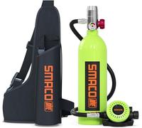 SMACO Bottiglia Subacquea 1L per Immersioni in Acque Poco Profonde, Mini Bombola Subacquea per Respirare per 15-20 Minuti per Immersioni Ricreative/Lavori Subacquei, Set A (Verde)