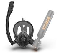 SMACO Maschera da Snorkeling Integrale Con Connettore K2 Compatibile Bombole da Immersione da 0,5L/0,7L, Maschera da Sub con Supporto per Fotocamera Supporta sia lo Snorkeling che le Immersioni