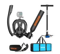 SMACO Mini Bombola Subacquea da 0,5L con Sub-Maschera Fornisce Circa 6 Mins di Respiro Subacqueo Entro 30ft di profondità Bombole Subacquee per Immersioni in Acque Poco Profonde, Pacchetto C, Nero