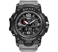 SMAEL - Orologio da polso da uomo, sportivo, con doppio movimento al quarzo, con display analogico e digitale, da uomo Evelina