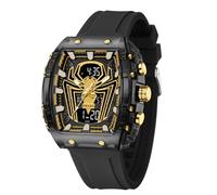 SMAEL Orologio da uomo Spider Unique Tonneau con display digitale analogico doppio fuso orario conto alla rovescia cronometro design punk cool impermeabile 5ATM 8116 nero oro
