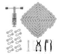 Smagliacatena bici - Kit catena bici - Set attrezzi per catena - Lega di alluminio - Smagliacatena - Per la riparazione della catena di mountain bike, bici da corsa (Argento)