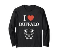 Small Animals Bison Funny Simple i Love Buffalo Maglia a Manica