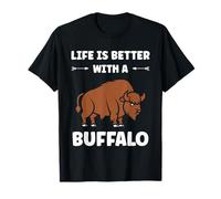 Small Animals Bison Funny Simple Life is Better with Buffalo Maglietta
