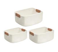 Small Basket, Baskets For Organizing, Storage Basket, 3-Piece Cotton Rope Organizer Bins, Storage Baskets For Shelves Living Room Bedroom Nursery Room Nightstands Desks Bathroom Laundry