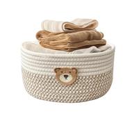 Small Basket, Woven Baskets, Neutral Aesthetic Lightweight Bin Rope Handle Sturdy Build Pet Supplies, Organizer Bin for Laundry, Clothes, Blankets, Books, Towels, Toys 9.84x7.09 inches