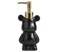 Small Bathroom Soap Dispenser with Pump, Cute Bear-Shaped Design, Ceramic Liquid Soap Dispenser (Black)