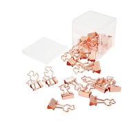 Small Binder Clips Strong Clamping Force Durable Iron Little Duck Design Wide Application 20Pcs Paper Clips for Office School Home Use (Oro rosa)