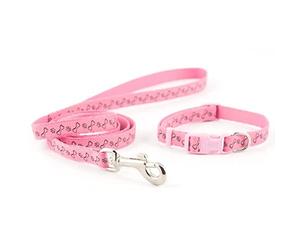 Small Bite Ancol Refl - Set Collare per Zampe e Ossa (Regolabile 20-30 cm) e guinzaglio (1 m x 10 mm), Colore: Rosa