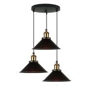 Small Black Metal Lamp, Three-Headed Retro Industrial Pendant Lights, American Country Decorative Chandelier with E27 Base, Ceiling Lantern Lampshade(Dark,Dark Color)