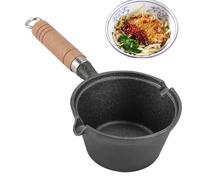 Small Cast Iron Skillet - Mini Nonstick Frying Pan With Deepened Base And Wooden Handle, Anti Scald Cooking Pan For Eggs Stew Soup Dumplings Noodles And Omelette Preparation | Compact Kitchen