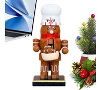 Small Christmas Nutcracker - Wooden Gingerbread Man Figurines, Miniature Table Centerpieces | for Kids’ Party, Bedroom, Living Room, Shelf, Mantel, Cabinet, Dining Room Display Christmas Ornaments