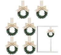 Small Christmas Wreaths for Indoor - Set of 6 Tiny Artificial Wreaths with Berries & Bows | Festive Door, Front Door Sign, Home Holiday Decorations, Table, Wall Decor