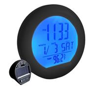 Small Clock for Car Dashboard - Solar Powered LED Automotive Clck with Calendar & Temperature, Heat-Resistant Auto Interior Display, Magnetic Digital Clock for RV, Truck, Shop & Home