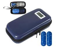Small Cooler Travel Case, Compact Cool Bag, Adjustable Cold Organizer 8.27x3.94x2.36 inches, Ice Packs Included, Temperature Display, Portable Case for Business Trip, School, Traveling