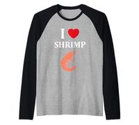 Small Crustacean Shrimp Cute Minimalist i Love Shrimp Maglia con Maniche Raglan