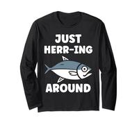 Small Cute Herrings Simple Minimalist Fish Just Herring Maglia a Manica